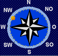 der Mond steht im West Nordwesten 5° unter dem Horizont